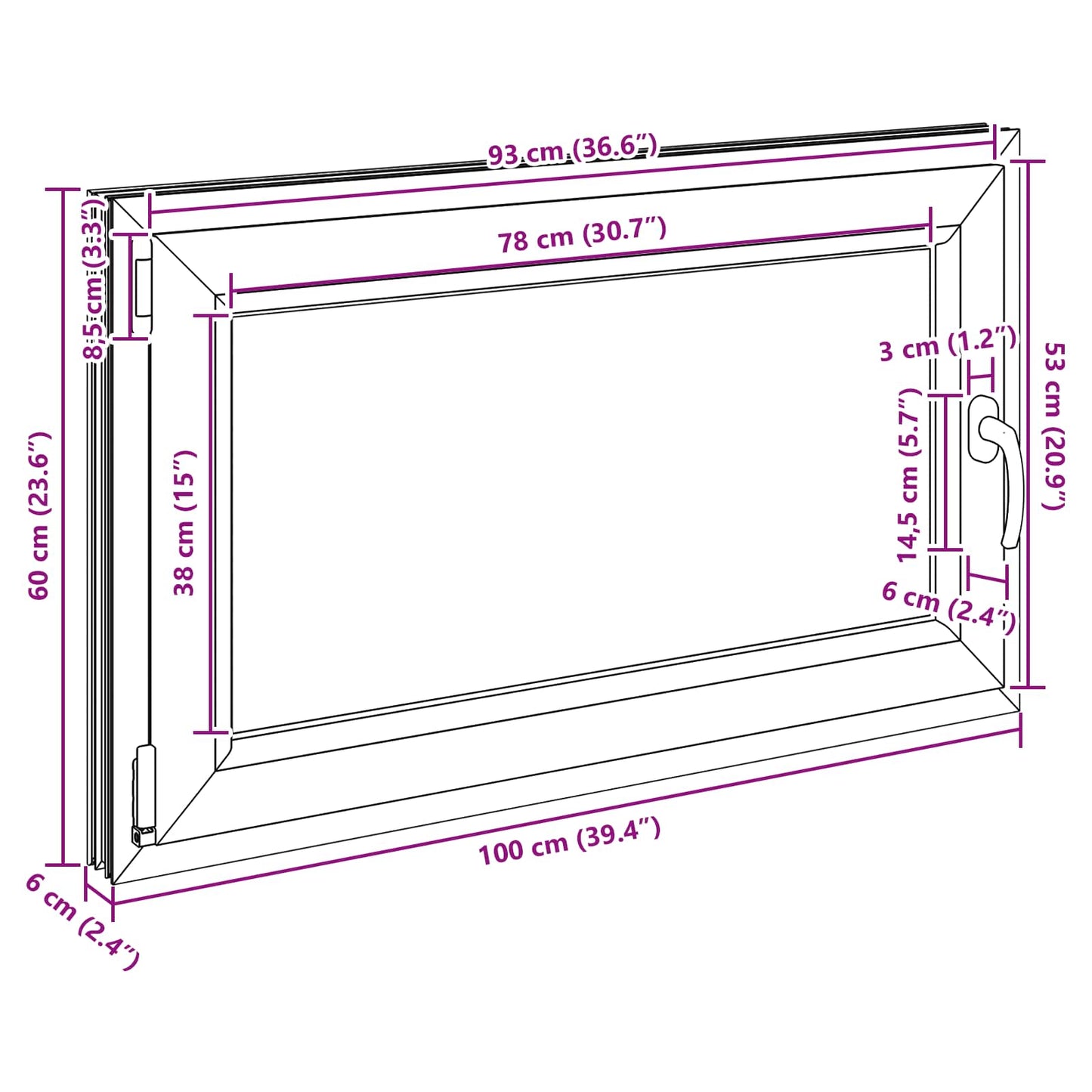 Kelderraam RISOR 100 x 60 cm PVC en glas Antracietkleurig is nu te koop bij PeponiXL, paradijselijk wonen!