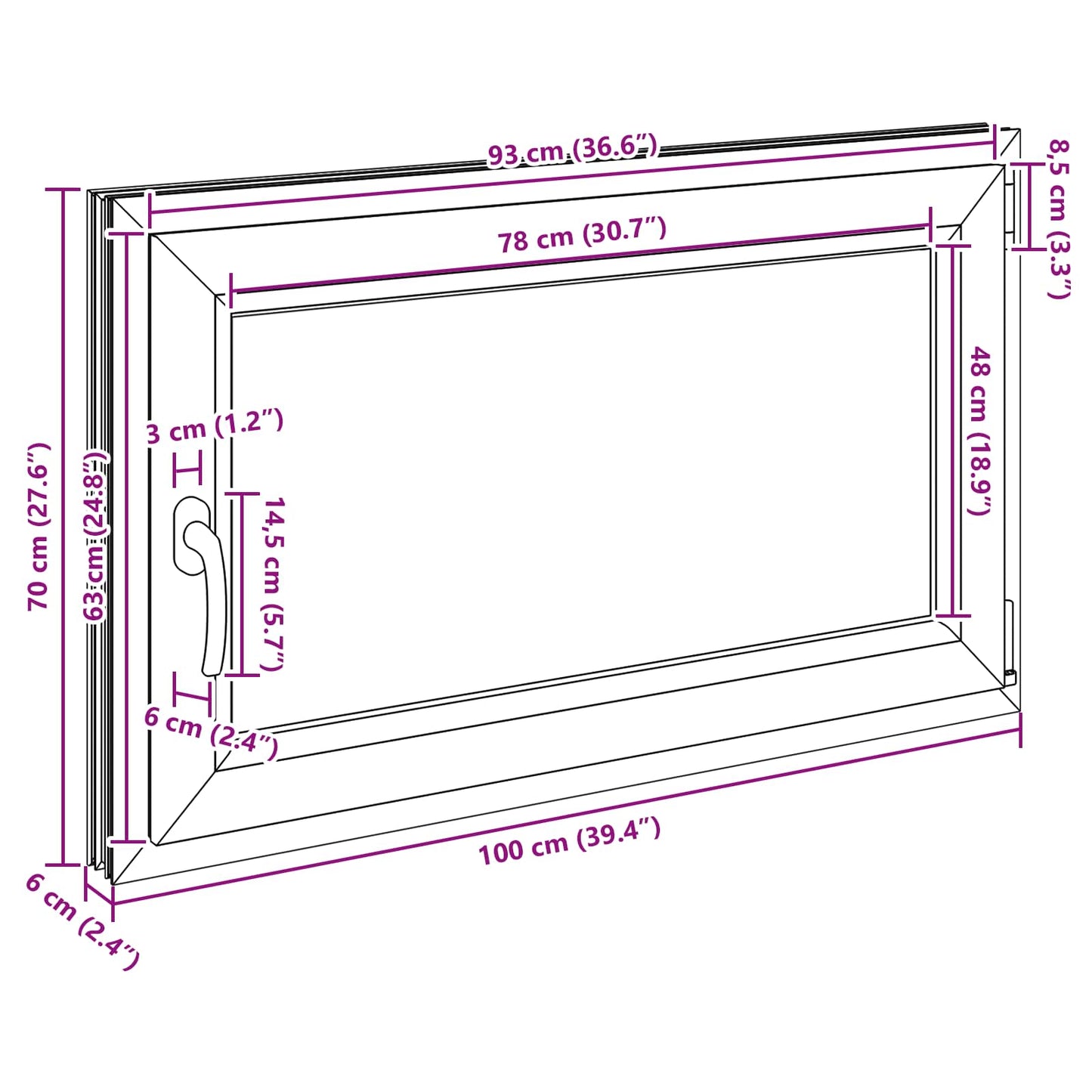 Kelderraam RISOR 100 x 70 cm PVC en glas Antracietkleurig is nu te koop bij PeponiXL, paradijselijk wonen!