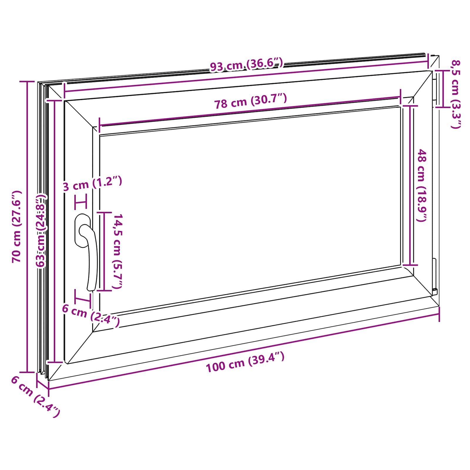 Kelderraam RISOR 100 x 70 cm PVC en glas Antracietkleurig is nu te koop bij PeponiXL, paradijselijk wonen!