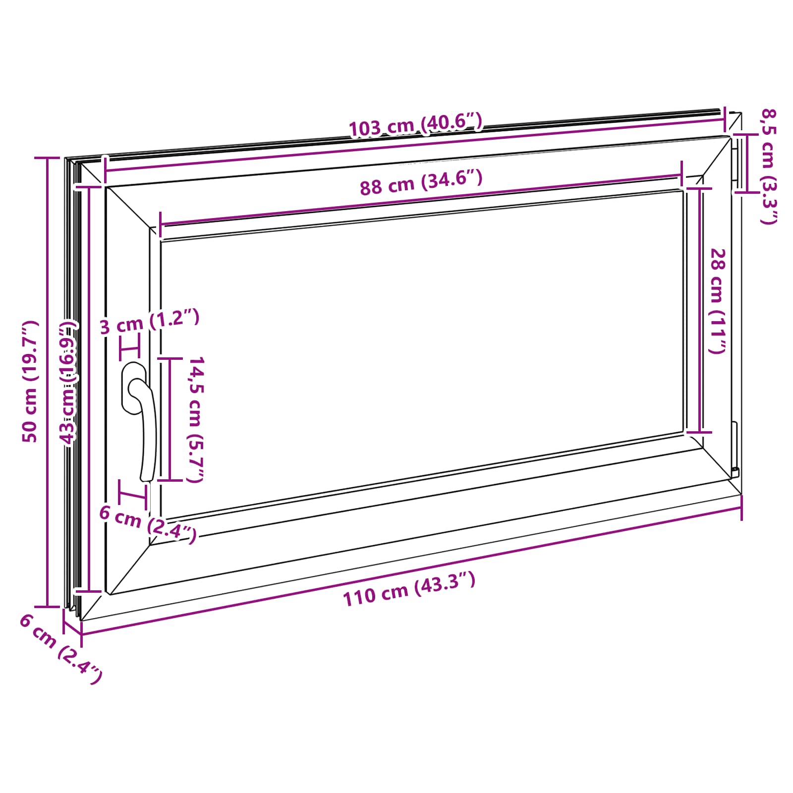 Kelderraam RISOR 110 x 50 cm PVC en glas Antracietkleurig is nu te koop bij PeponiXL, paradijselijk wonen!
