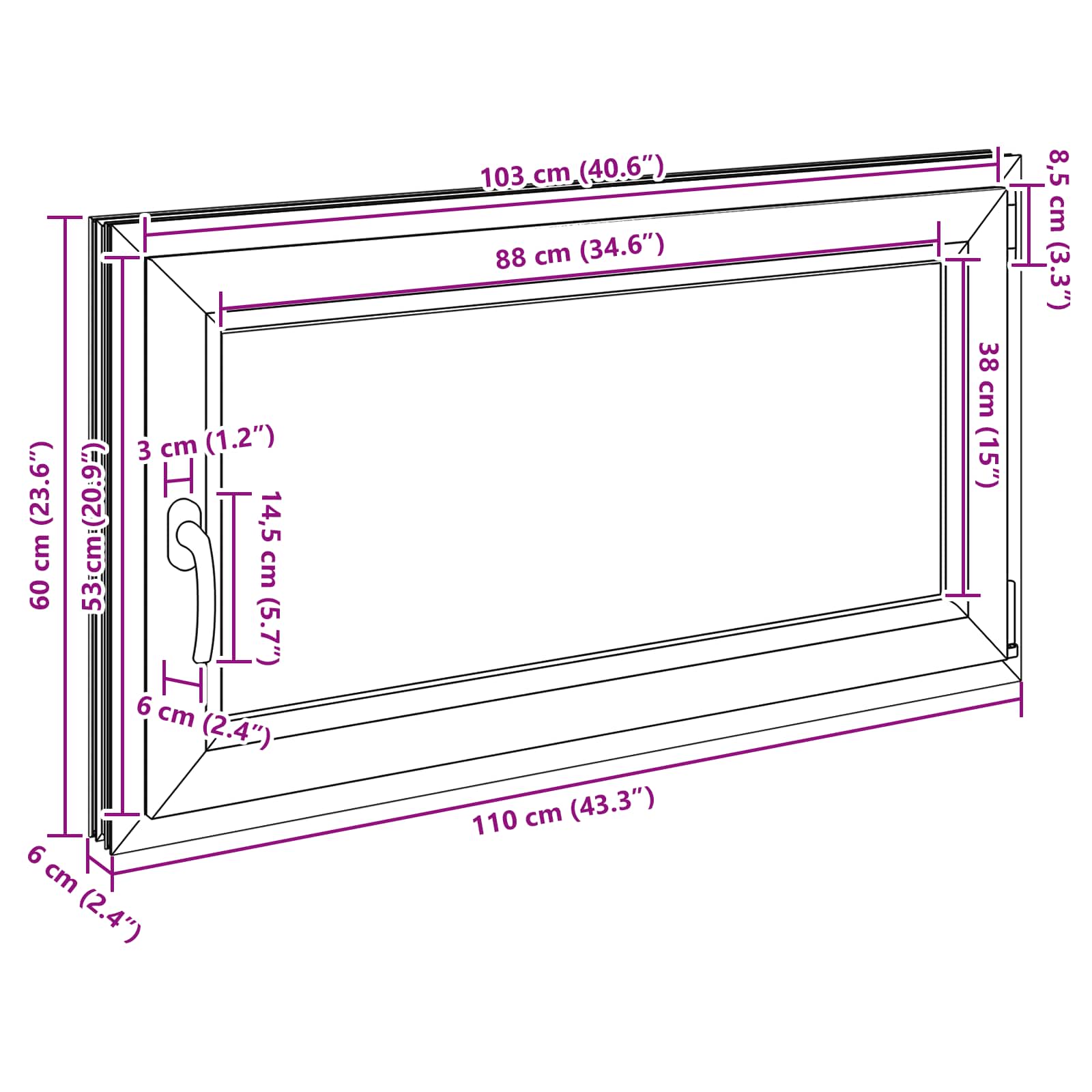Kelderraam RISOR 110 x 60 cm PVC en glas Antracietkleurig is nu te koop bij PeponiXL, paradijselijk wonen!