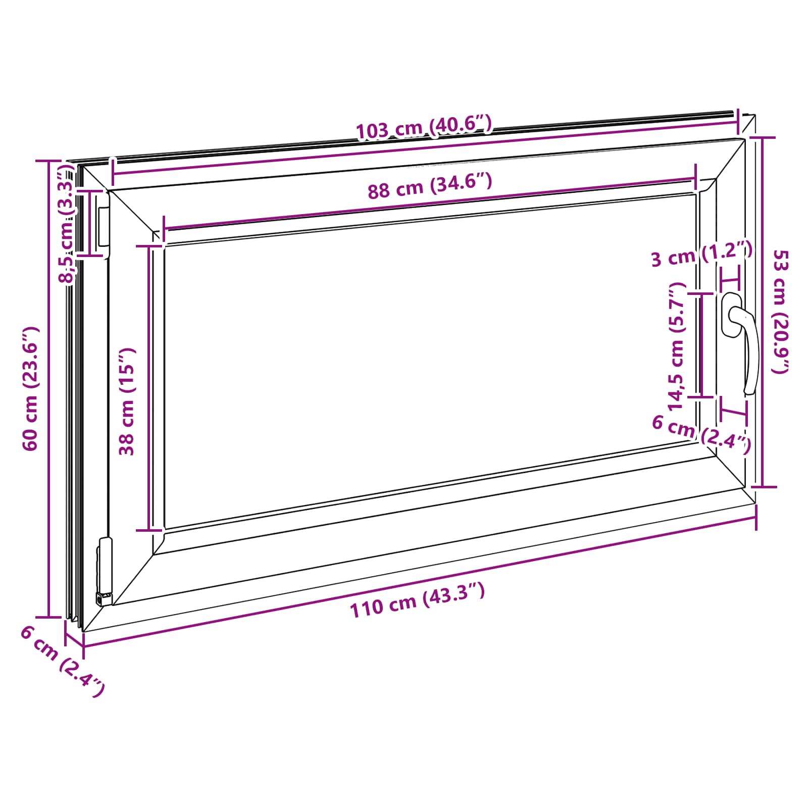 Kelderraam RISOR 110 x 60 cm PVC en glas Antracietkleurig is nu te koop bij PeponiXL, paradijselijk wonen!