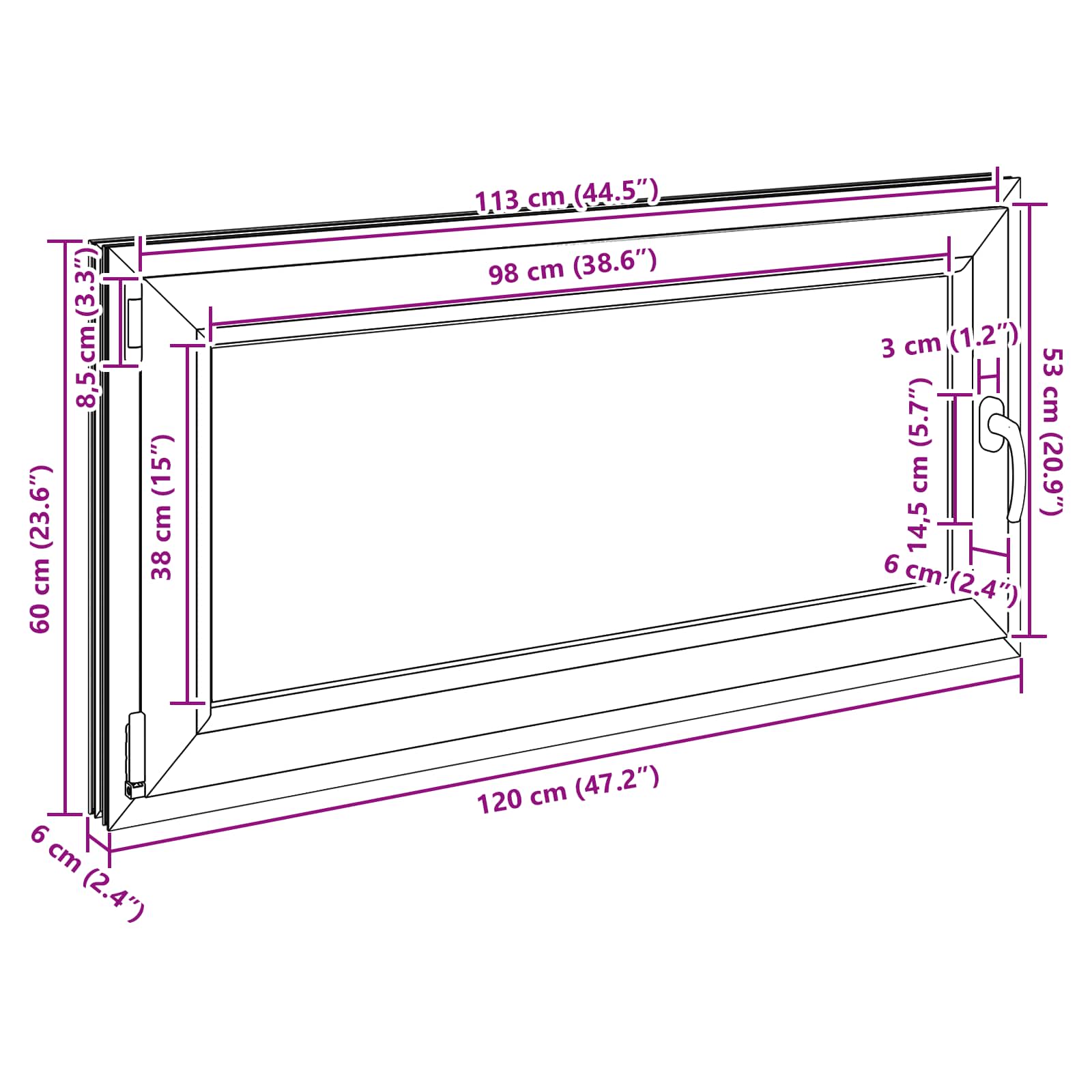 Kelderraam RISOR 120 x 60 cm PVC en glas Antracietkleurig is nu te koop bij PeponiXL, paradijselijk wonen!