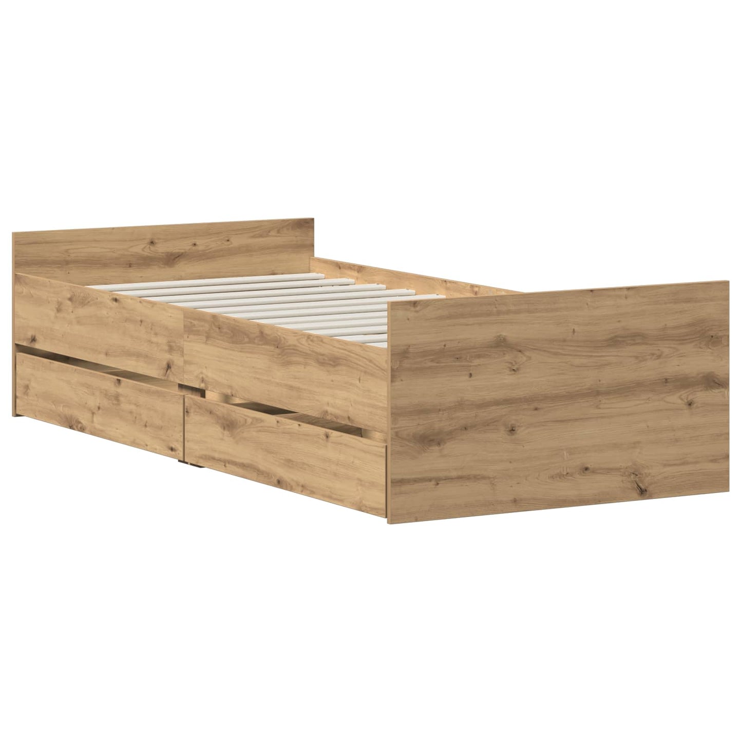 Bedframe Artisanaal eiken 100 x 200 cm Bewerkt hout