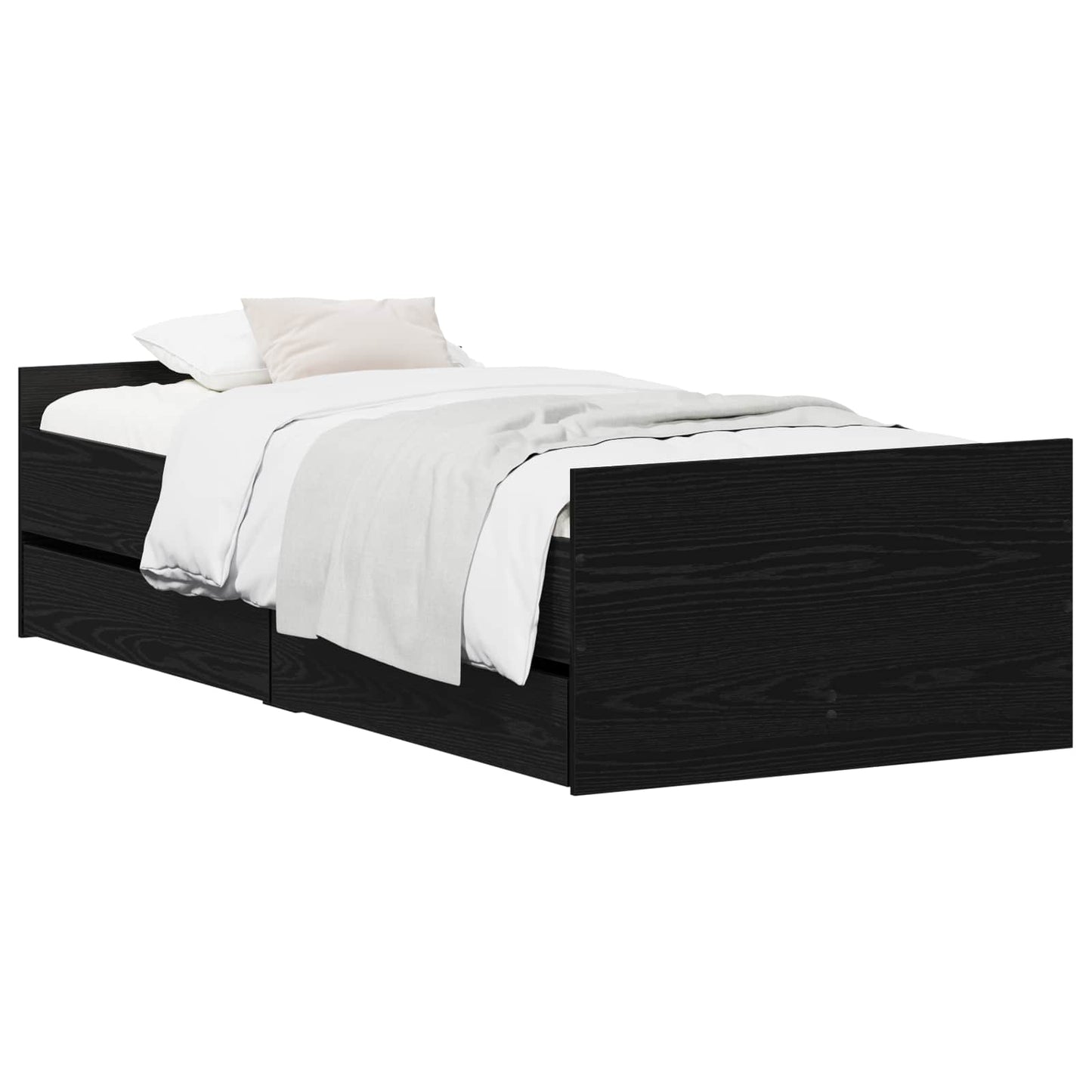 Bedframe Zwart eiken 100 x 200 cm Bewerkt hout