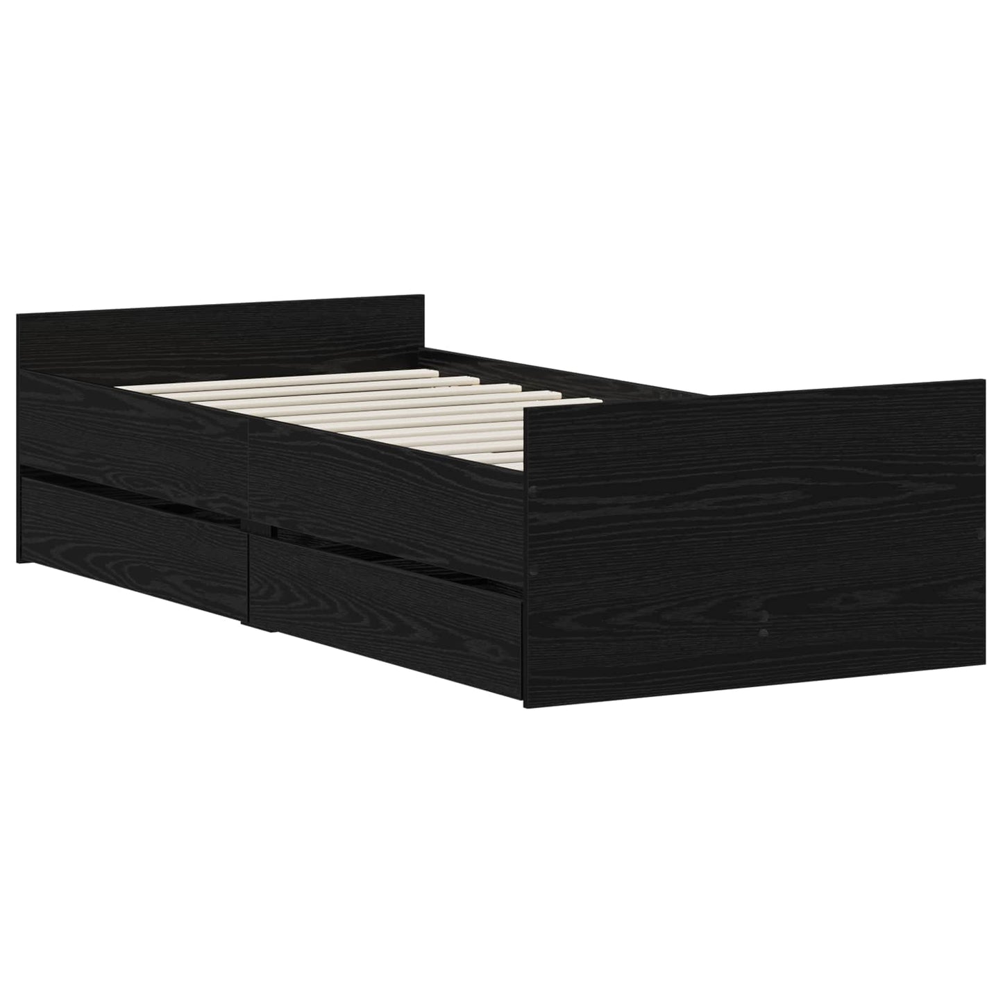 Bedframe Zwart eiken 100 x 200 cm Bewerkt hout