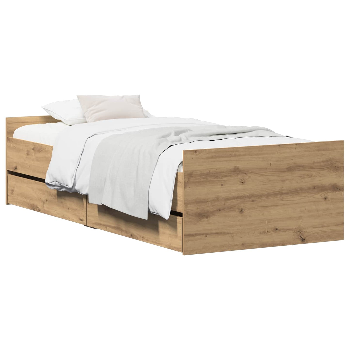Bedframe Artisanaal eiken 90 x 200 cm Bewerkt hout