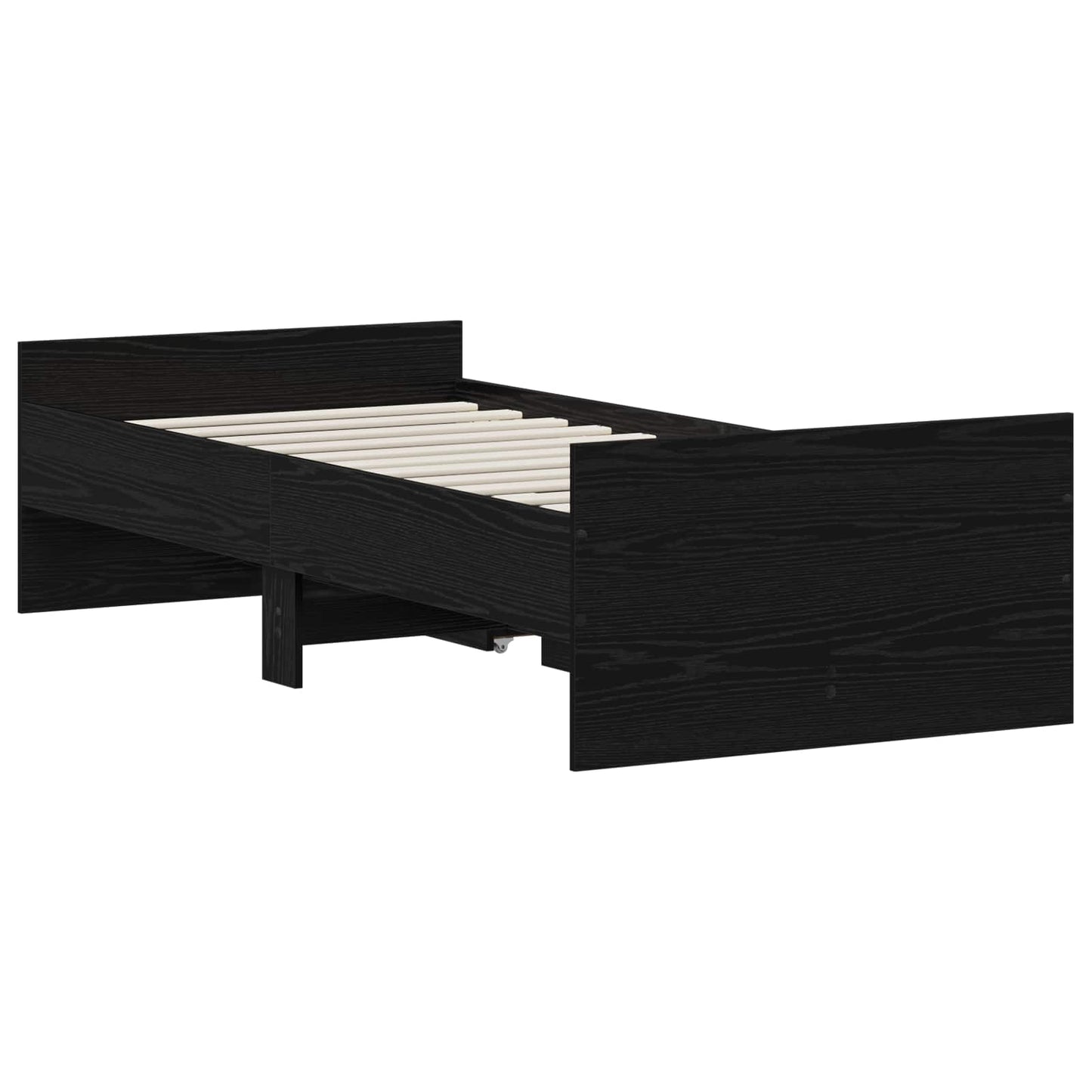 Bedframe Zwart eiken 90 x 200 cm Bewerkt hout