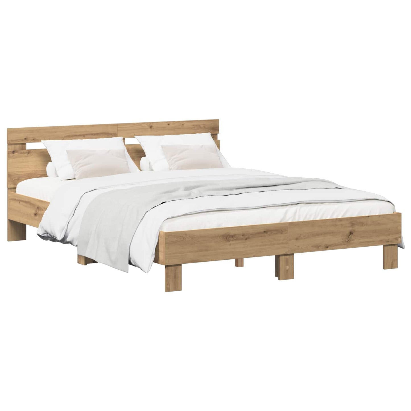 Bedframe Artisanaal eiken 140 x 190 cm Bewerkt hout