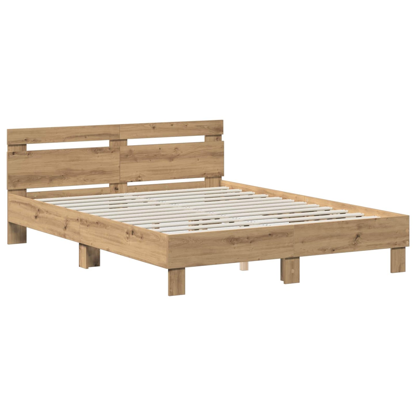 Bedframe Artisanaal eiken 140 x 190 cm Bewerkt hout