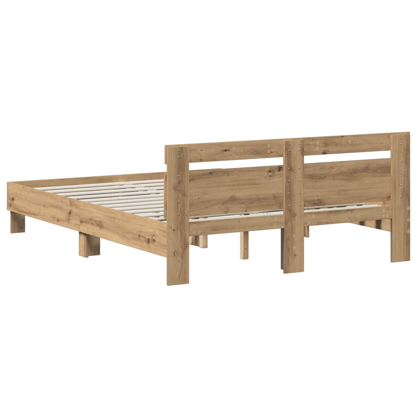 Bedframe Artisanaal eiken 140 x 190 cm Bewerkt hout