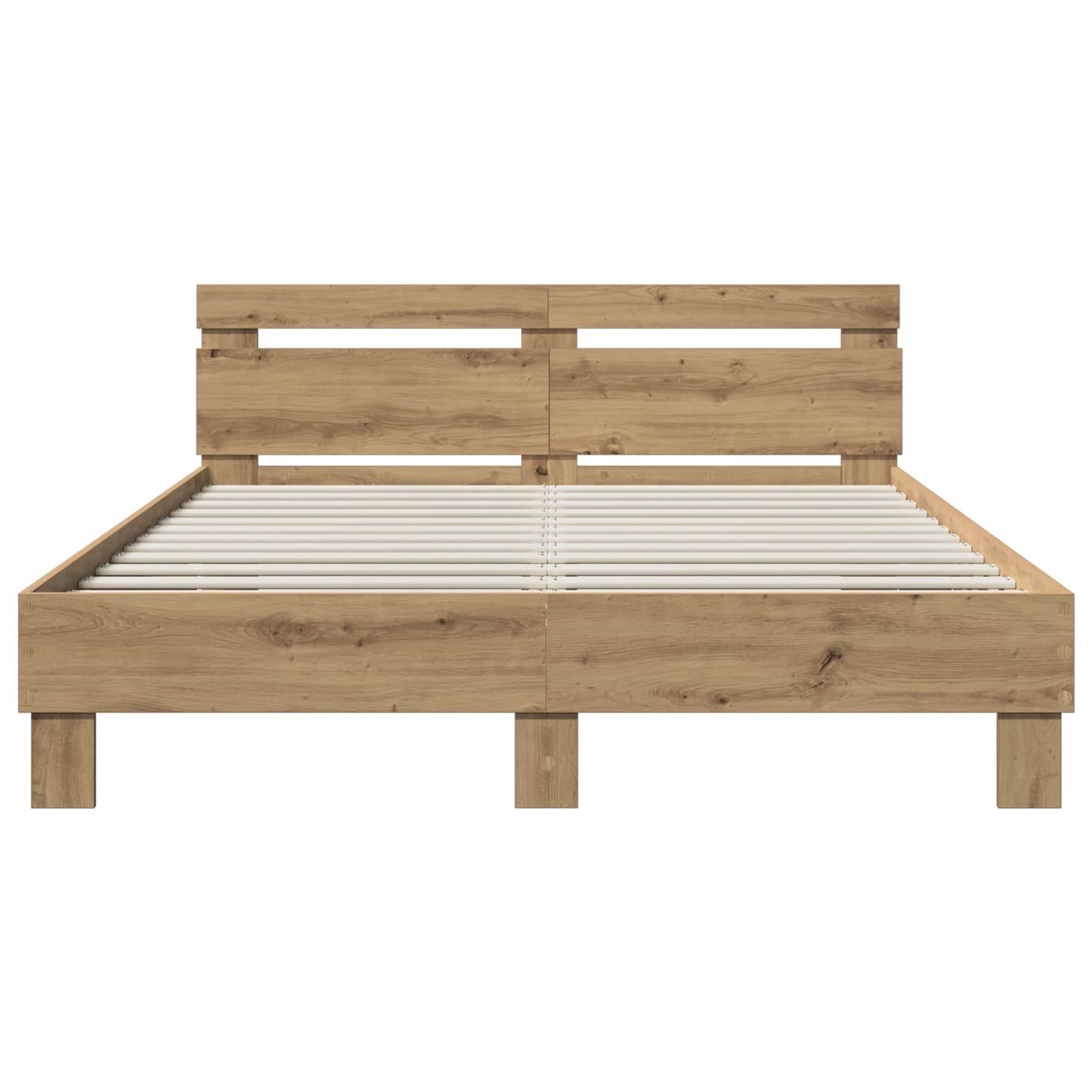Bedframe Artisanaal eiken 140 x 190 cm Bewerkt hout