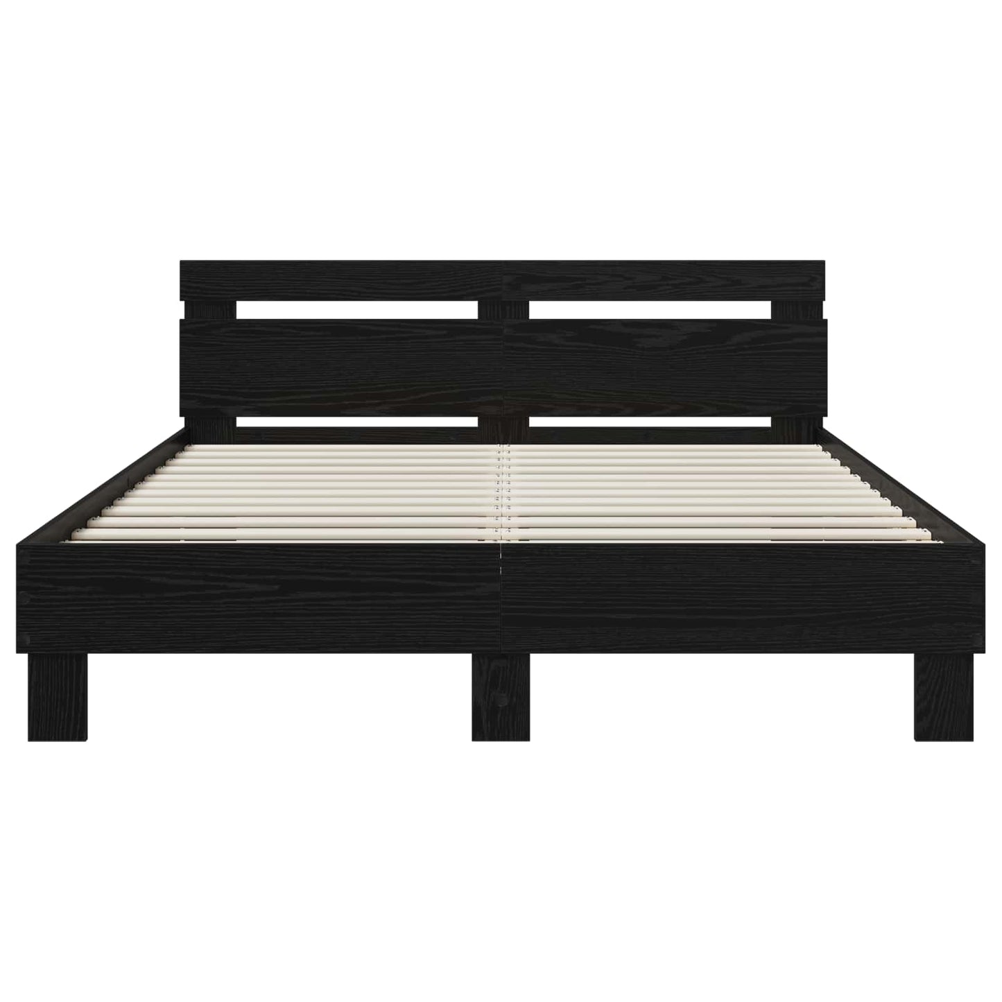 Bedframe Zwart eiken 140 x 190 cm Bewerkt hout
