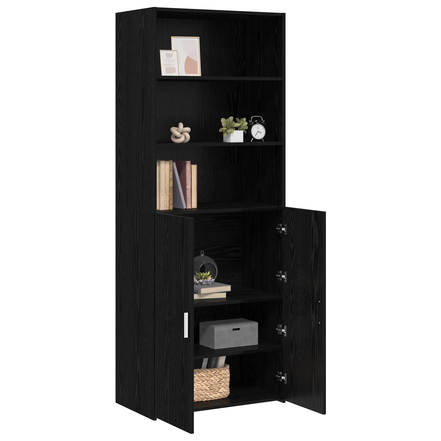 Hoge kast Zwart eiken 70 x 42,5 x 185 cm Bewerkt hout is nu te koop bij PeponiXL, paradijselijk wonen!