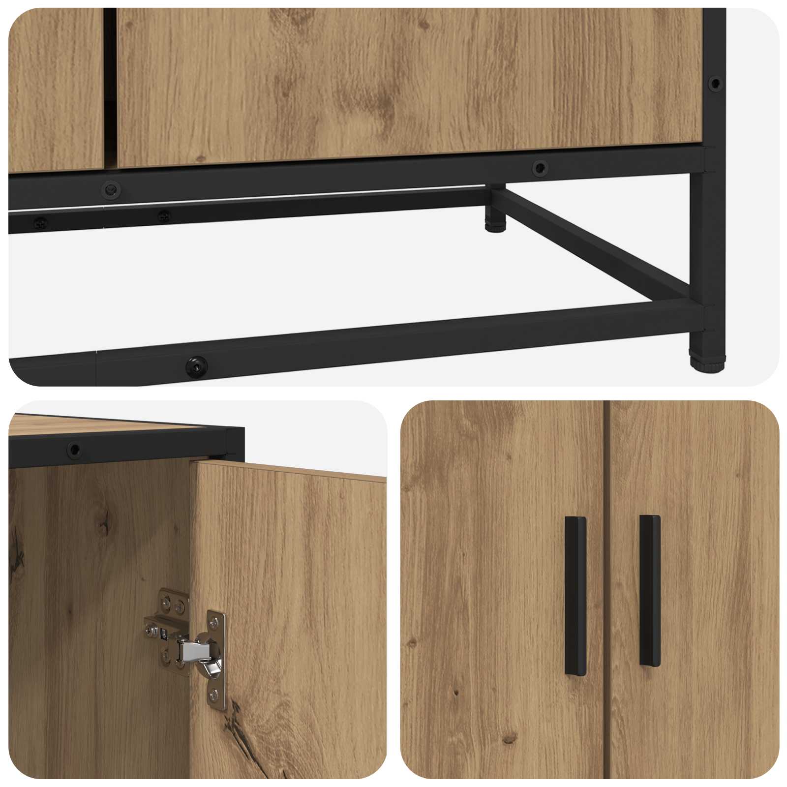 Dressoir Artisanaal eiken 134 x 35 x 76 cm Bewerkt hout is nu te koop bij PeponiXL, paradijselijk wonen!