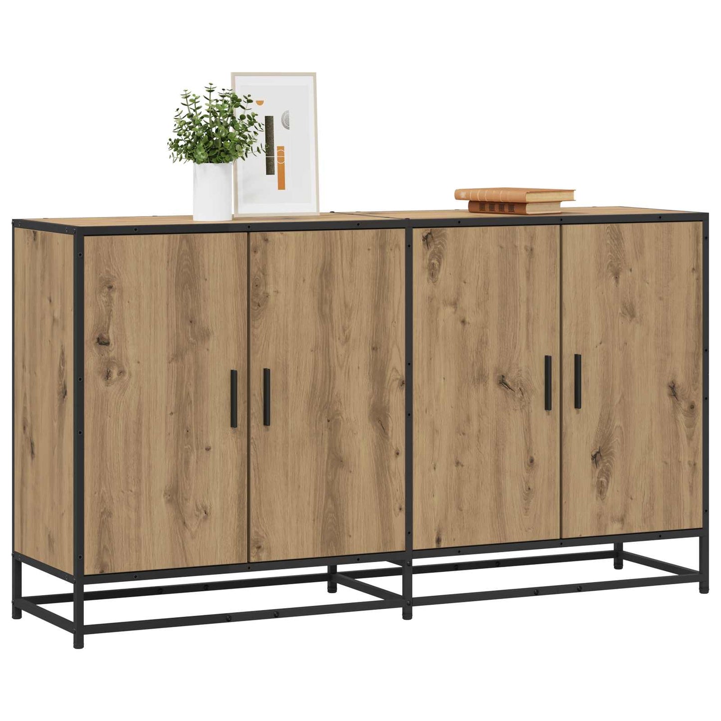 Dressoir Artisanaal eiken 134 x 35 x 76 cm Bewerkt hout is nu te koop bij PeponiXL, paradijselijk wonen!