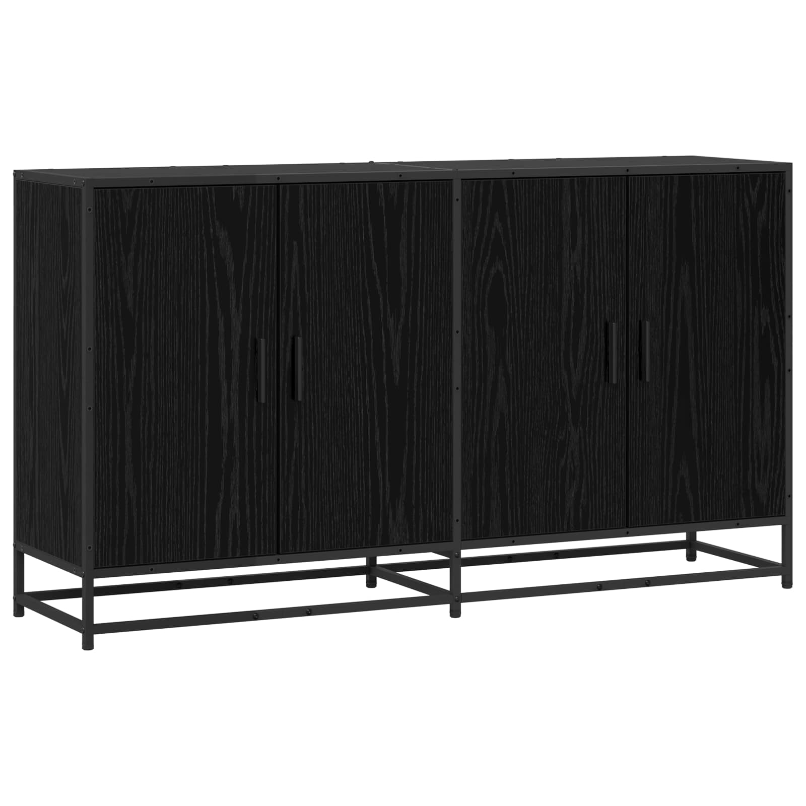 Dressoir Zwart eiken 134 x 35 x 76 cm Bewerkt hout is nu te koop bij PeponiXL, paradijselijk wonen!