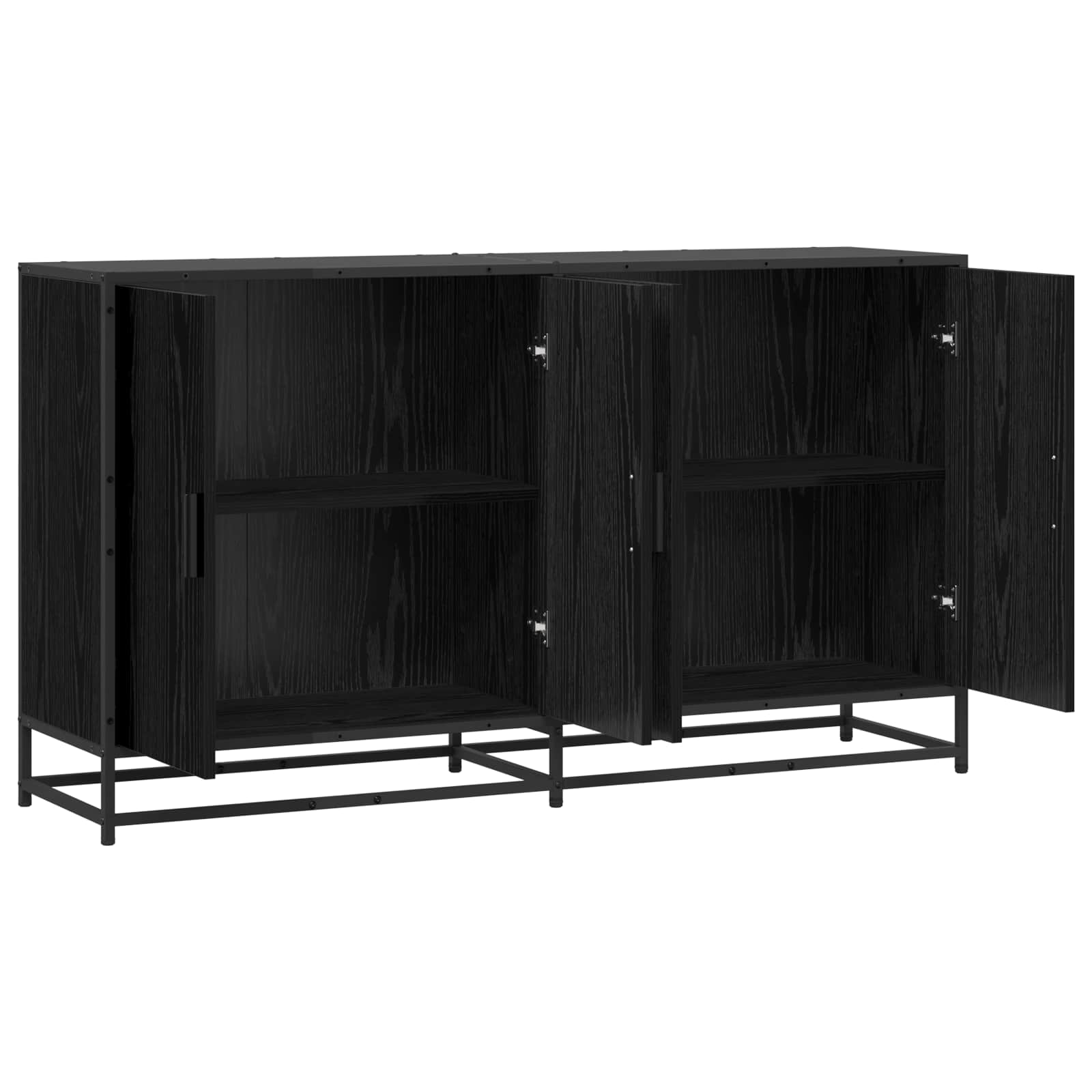 Dressoir Zwart eiken 134 x 35 x 76 cm Bewerkt hout is nu te koop bij PeponiXL, paradijselijk wonen!