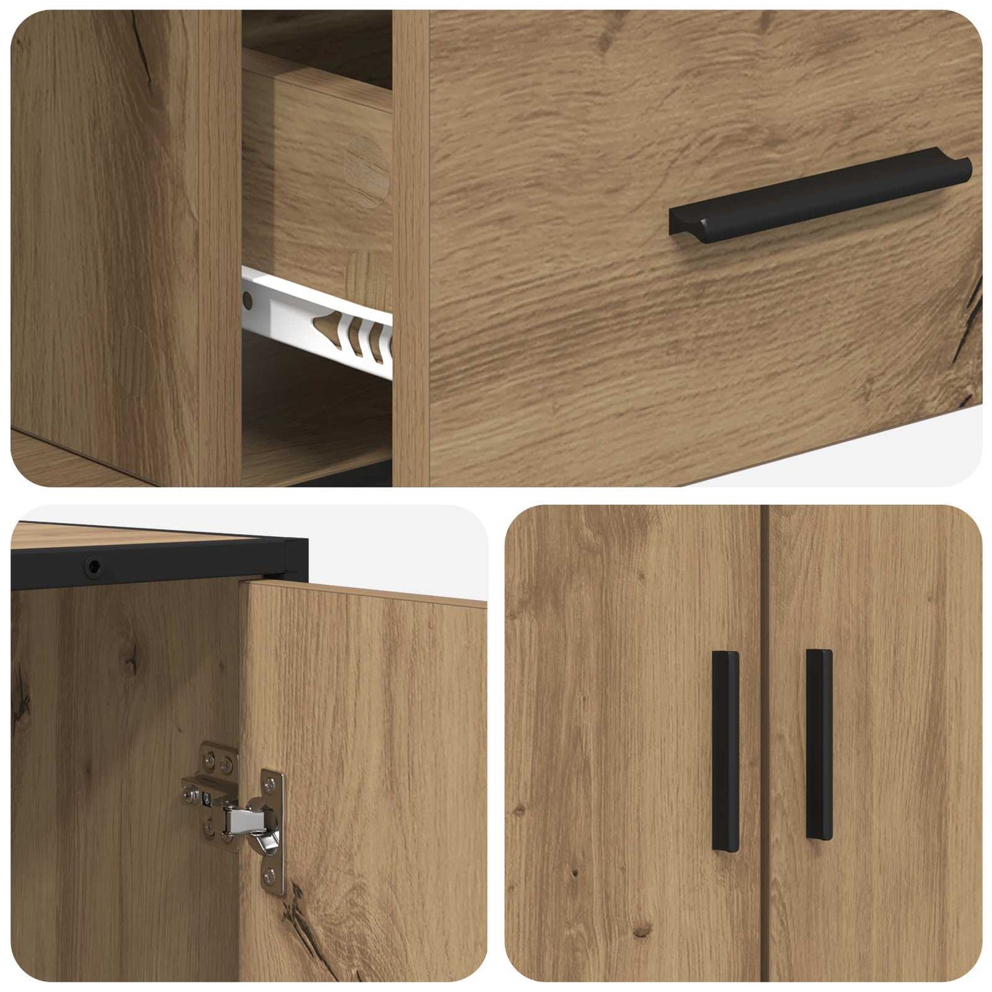 Dressoir Artisanaal eiken 92 x 35 x 76 cm Bewerkt hout is nu te koop bij PeponiXL, paradijselijk wonen!