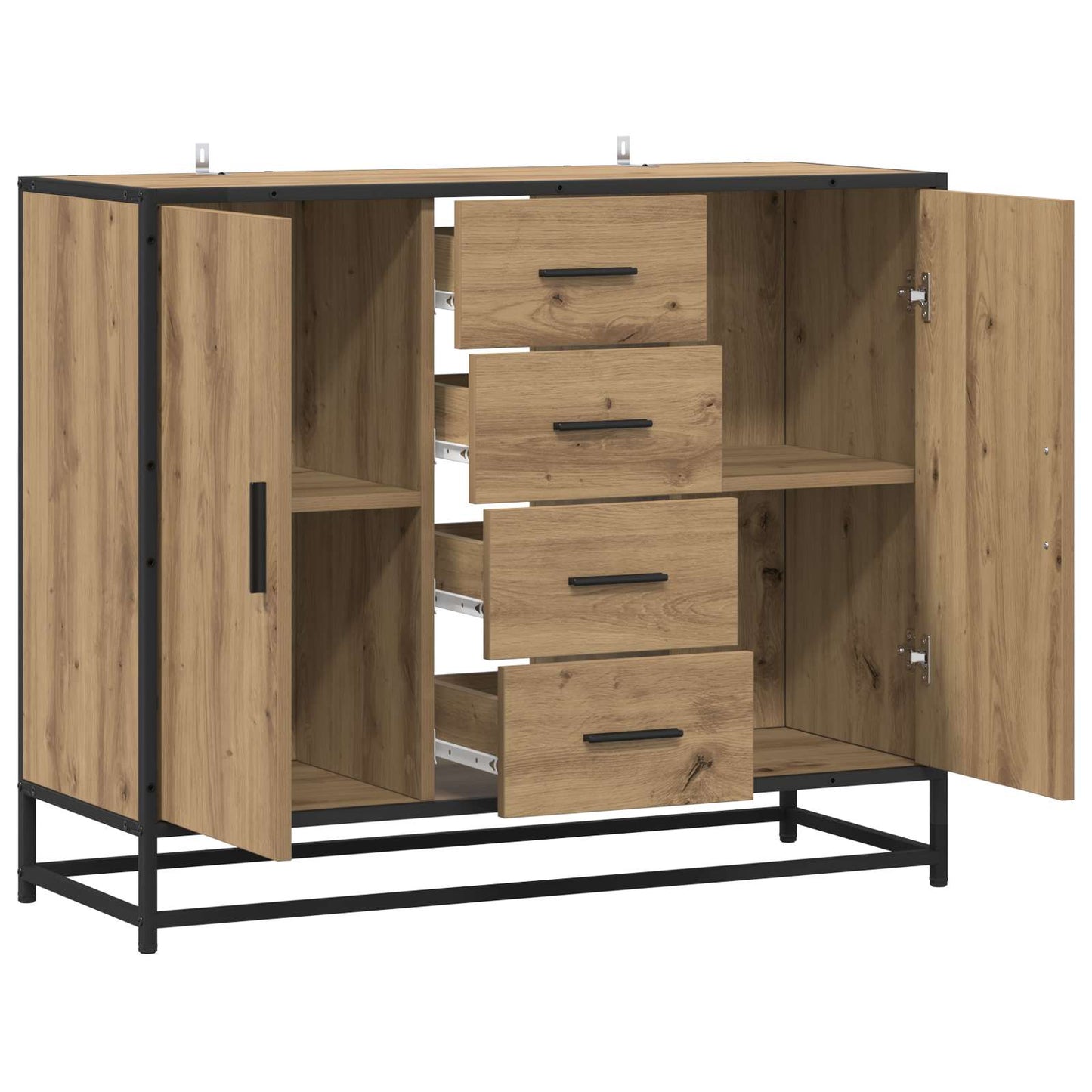 Dressoir Artisanaal eiken 92 x 35 x 76 cm Bewerkt hout is nu te koop bij PeponiXL, paradijselijk wonen!