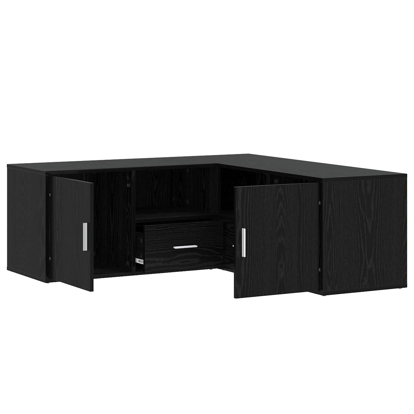 Hoekkast met lade Zwart eiken 200 x 40 x 45 cm Bewerkt hout