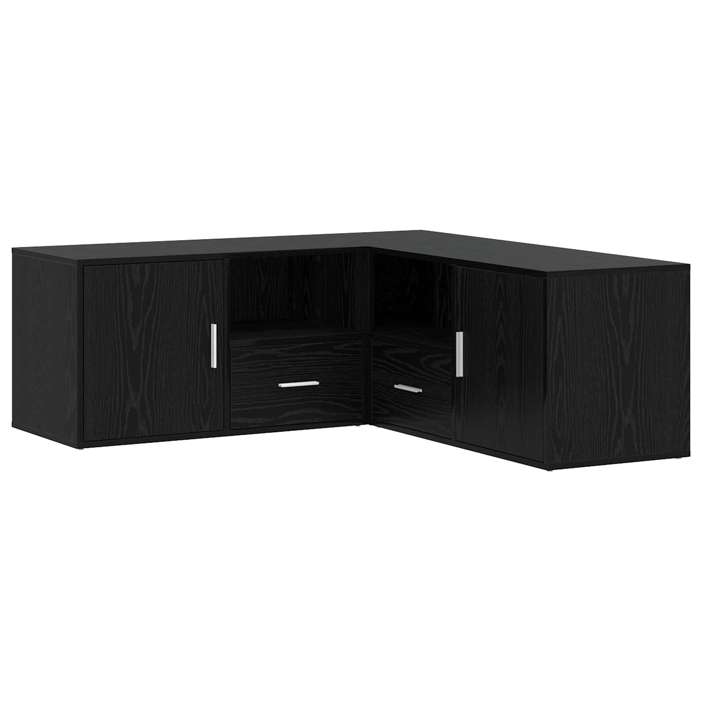 Hoekkast met lade Zwart eiken 200 x 40 x 45 cm Bewerkt hout