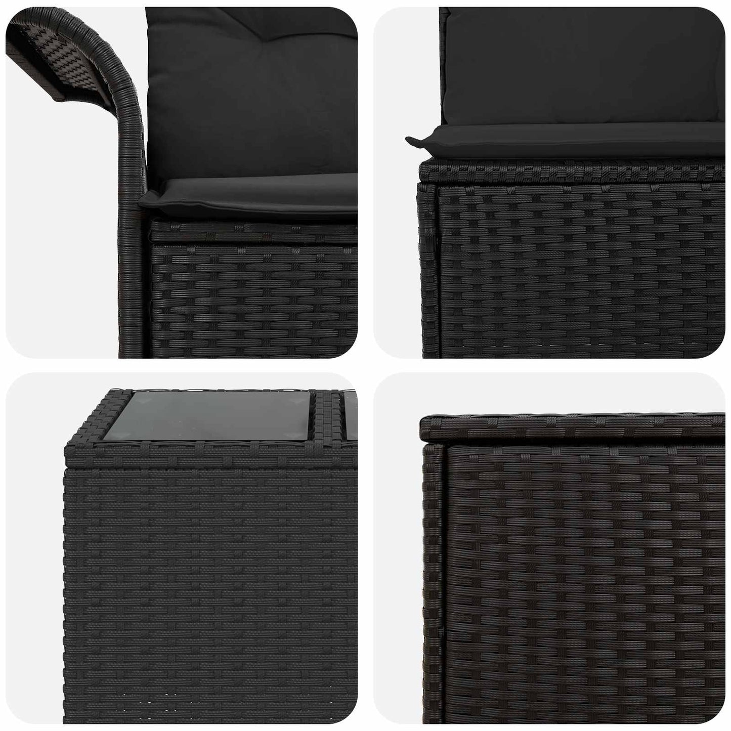 Bankstel 6 pcs 4-Aantal zitplaatsen Zwart Poly Rattan en Staal is nu te koop bij PeponiXL, paradijselijk wonen!