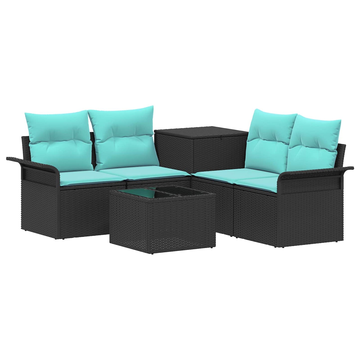 Bankstel 6 pcs 4-Aantal zitplaatsen Zwart en Blauw is nu te koop bij PeponiXL, paradijselijk wonen!