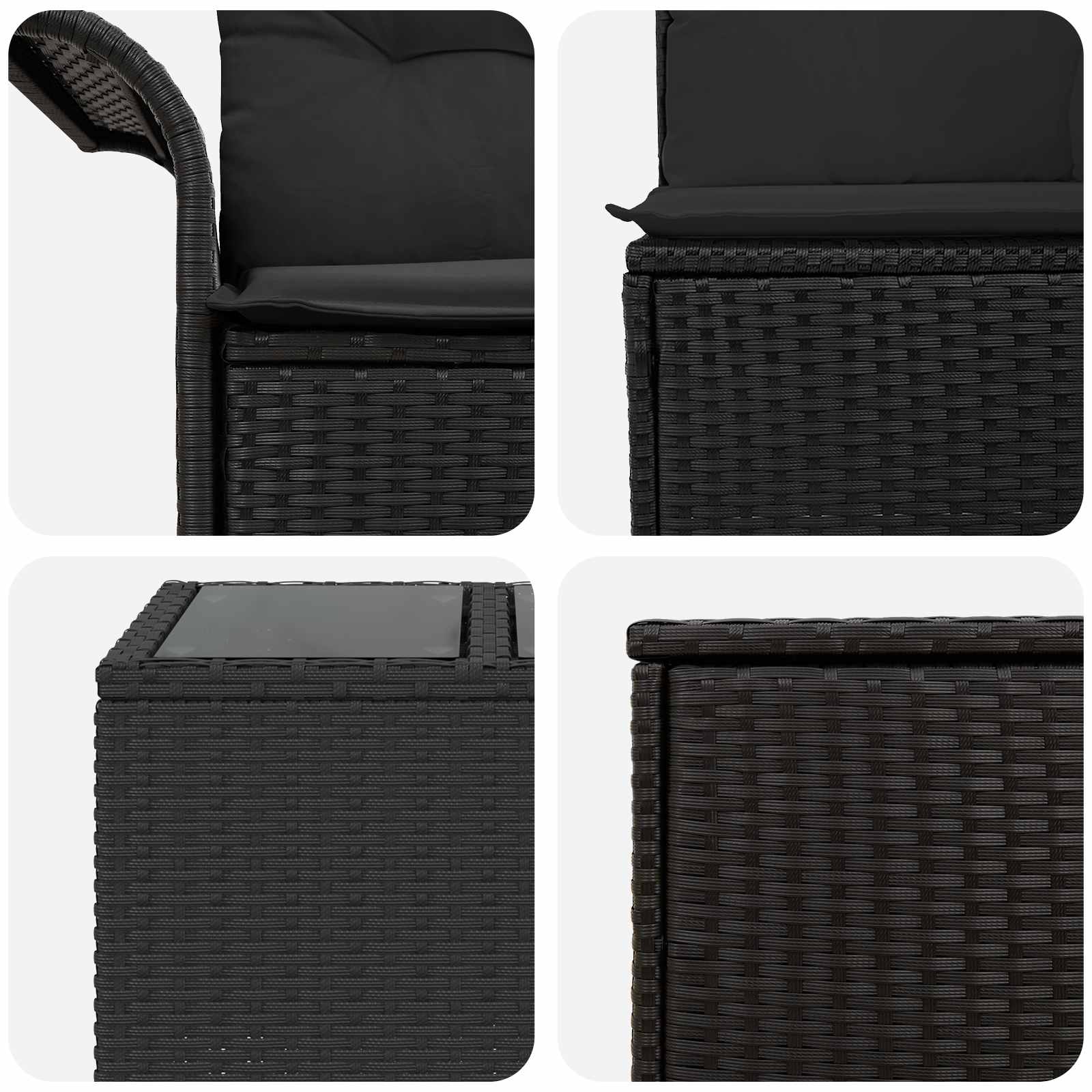 Bankstel 6 pcs 4-Aantal zitplaatsen Zwart Poly Rattan en Staal is nu te koop bij PeponiXL, paradijselijk wonen!