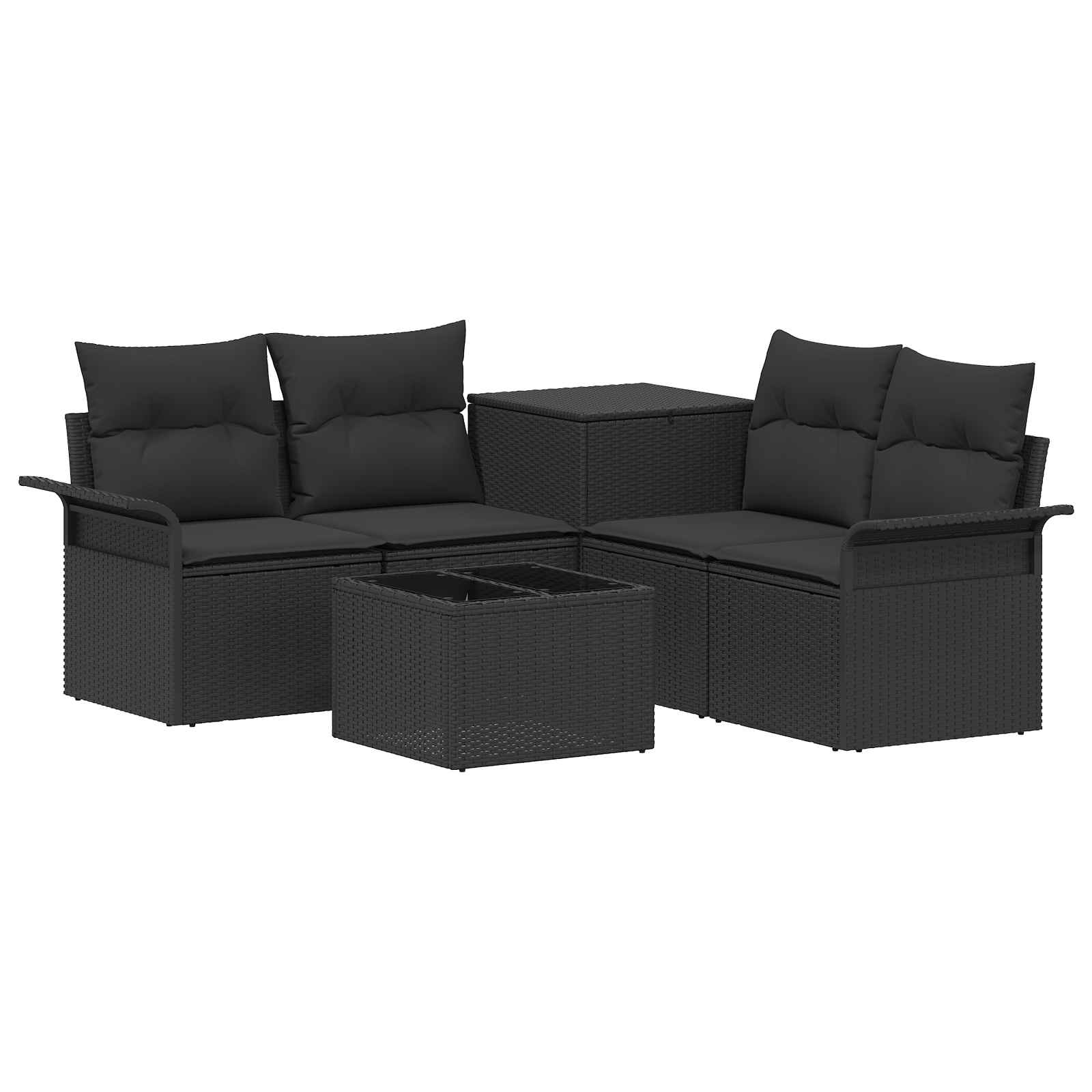 Bankstel 6 pcs 4-Aantal zitplaatsen Zwart Poly Rattan en Staal is nu te koop bij PeponiXL, paradijselijk wonen!
