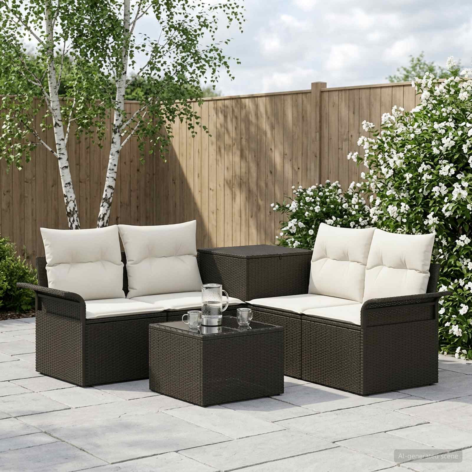 Bankstel 6 pcs 4-Aantal zitplaatsen Zwart en Cream Wit is nu te koop bij PeponiXL, paradijselijk wonen!