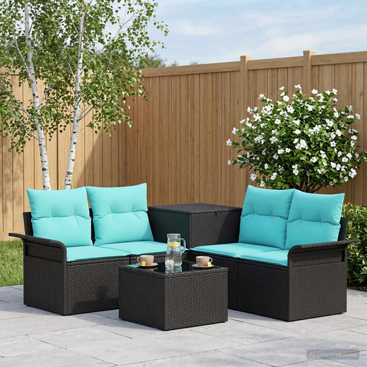 Bankstel 6 st 4-Aantal zitplaatsen Zwart en Blauw is nu te koop bij PeponiXL, paradijselijk wonen!