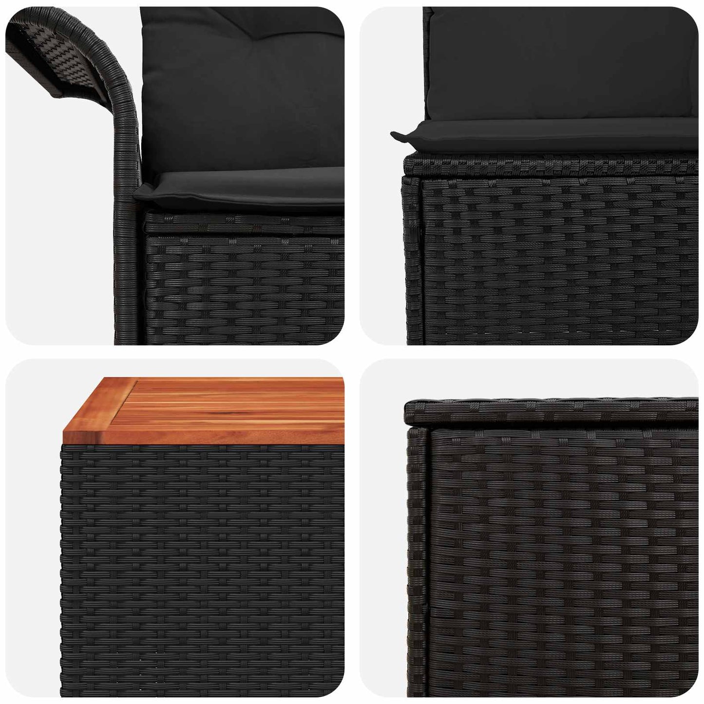 Bankstel 6 pcs 4-Aantal zitplaatsen Zwart Poly Rattan en Staal is nu te koop bij PeponiXL, paradijselijk wonen!