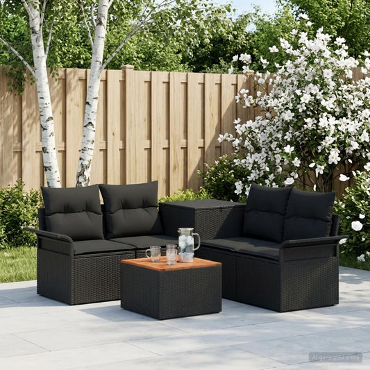 Bankstel 6 st 4-Aantal zitplaatsen Zwart Poly Rattan en Staal is nu te koop bij PeponiXL, paradijselijk wonen!