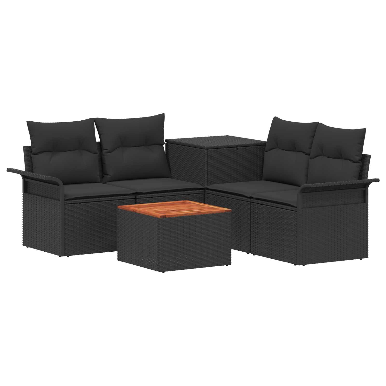 Bankstel 6 pcs 4-Aantal zitplaatsen Zwart Poly Rattan en Staal is nu te koop bij PeponiXL, paradijselijk wonen!