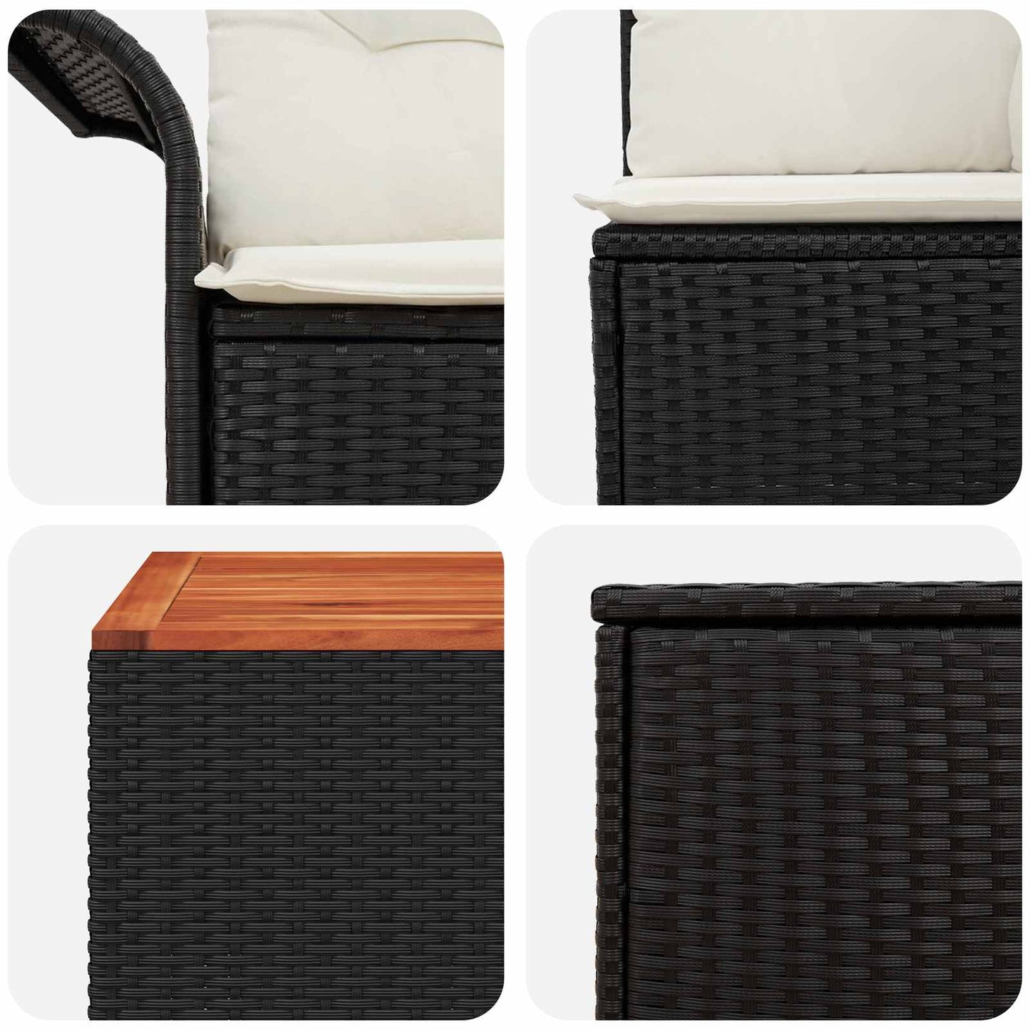 Bankstel 6 pcs 4-Aantal zitplaatsen Zwart en Cream Wit is nu te koop bij PeponiXL, paradijselijk wonen!