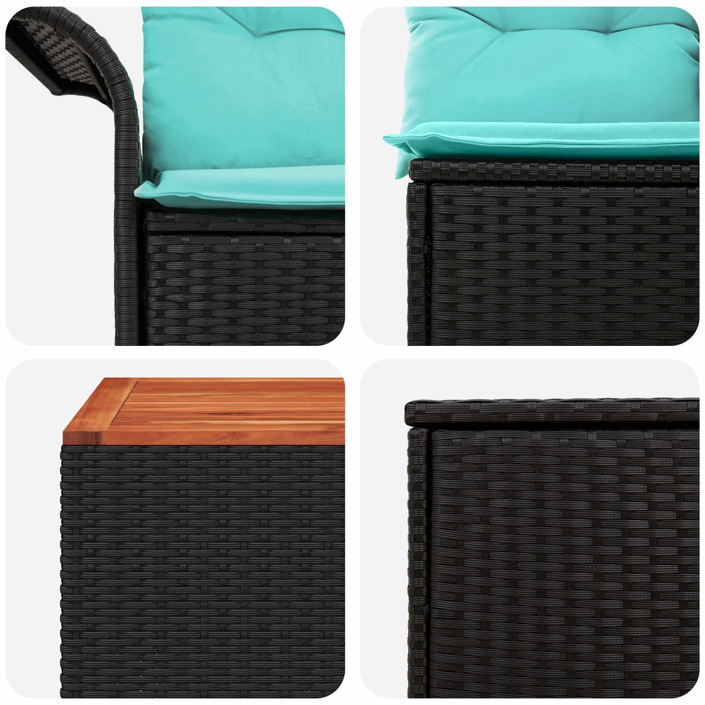 Bankstel 6 pcs 4-Aantal zitplaatsen Zwart en Blauw is nu te koop bij PeponiXL, paradijselijk wonen!