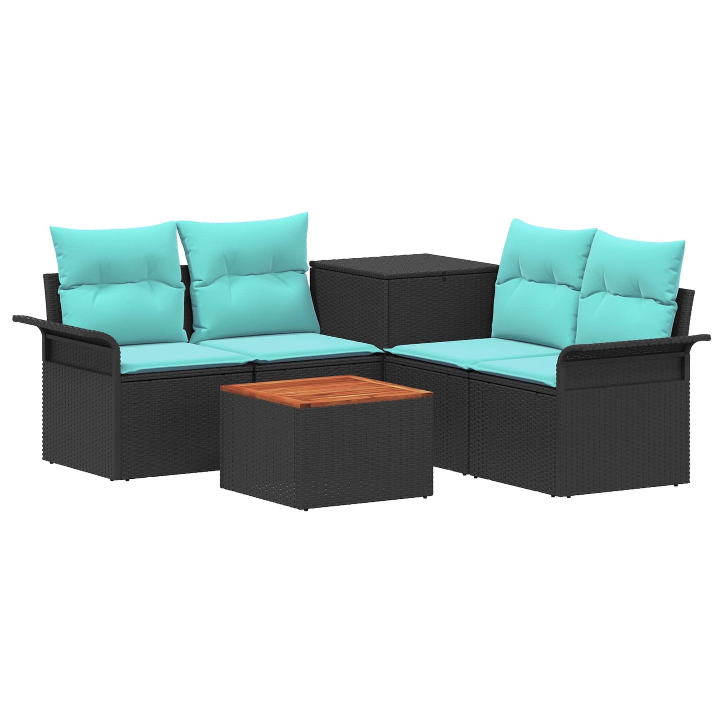 Bankstel 6 pcs 4-Aantal zitplaatsen Zwart en Blauw is nu te koop bij PeponiXL, paradijselijk wonen!