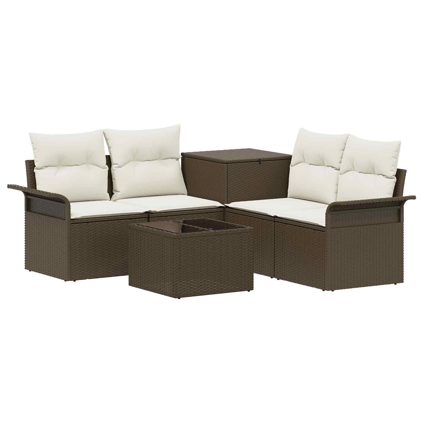 Bankstel 6 pcs 4-Aantal zitplaatsen Bruin en Crème Wit is nu te koop bij PeponiXL, paradijselijk wonen!