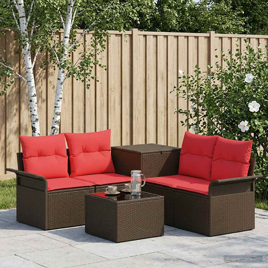 Bankstel 6 st 4-Aantal zitplaatsen Bruin en Rood is nu te koop bij PeponiXL, paradijselijk wonen!