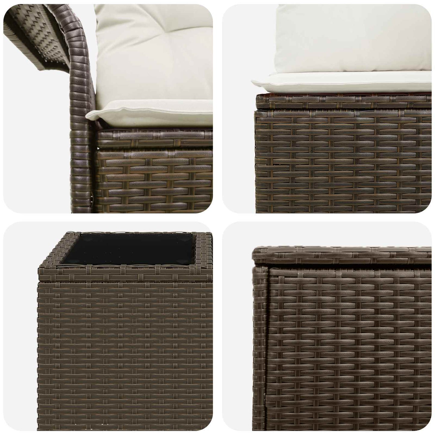 Bankstel 6 pcs 4-Aantal zitplaatsen Bruin en Crème Wit is nu te koop bij PeponiXL, paradijselijk wonen!