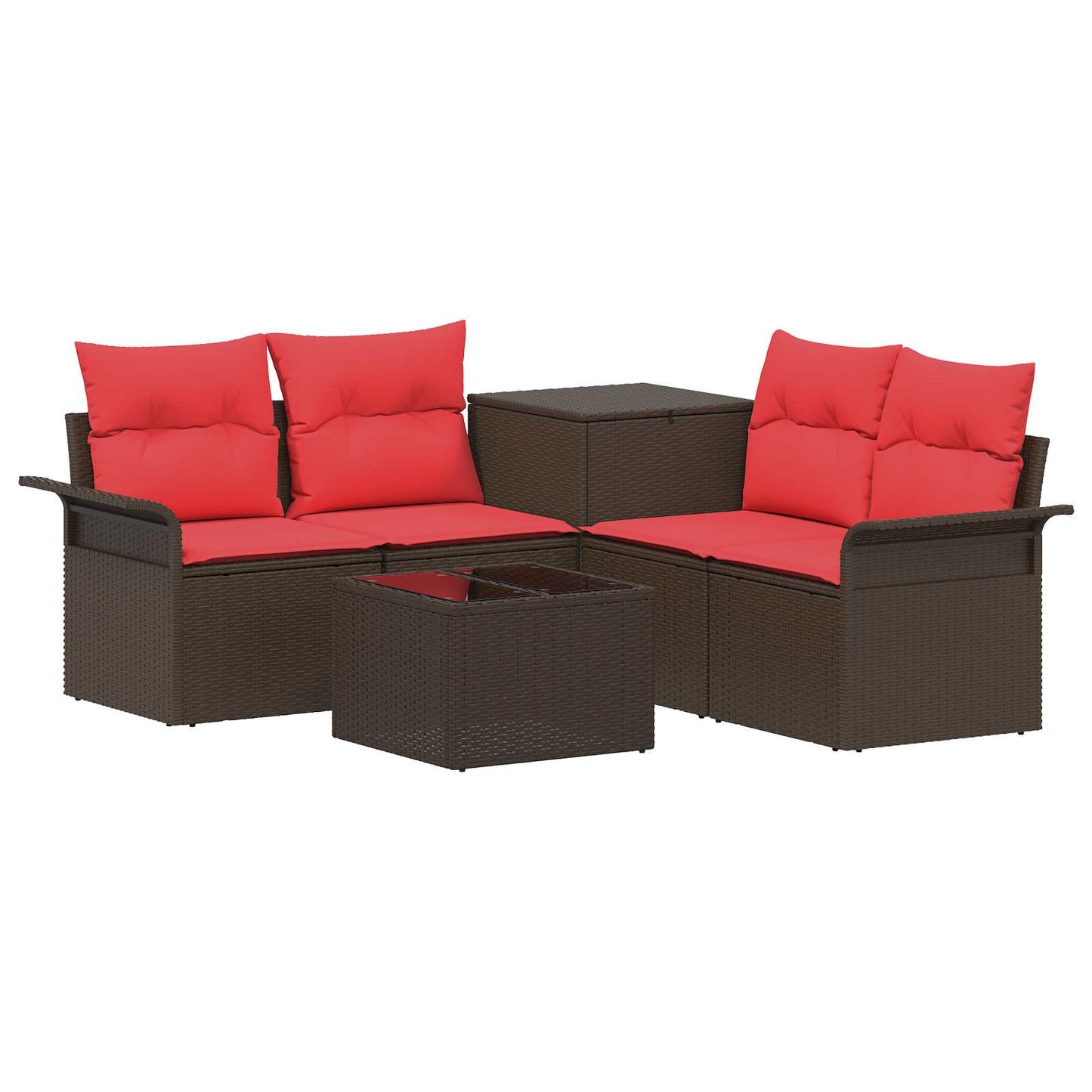 Bankstel 6 pcs 4-Aantal zitplaatsen Bruin en Rood is nu te koop bij PeponiXL, paradijselijk wonen!