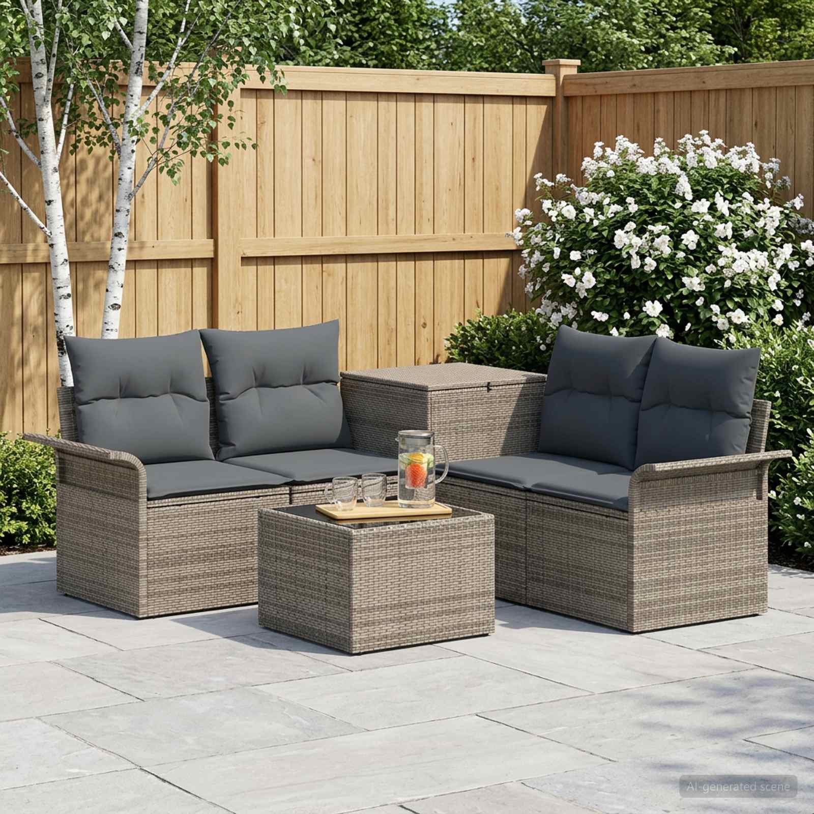 Bankstel 6 pcs 4-Aantal zitplaatsen Grijs en Donkergrijs is nu te koop bij PeponiXL, paradijselijk wonen!
