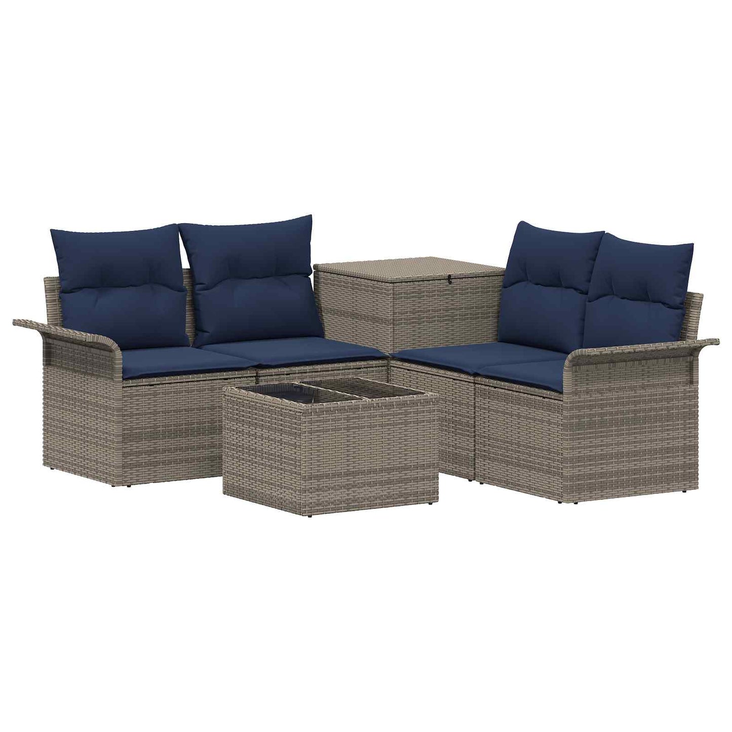 Bankstel 6 pcs 4-Aantal zitplaatsen Grijs en Marineblauw is nu te koop bij PeponiXL, paradijselijk wonen!