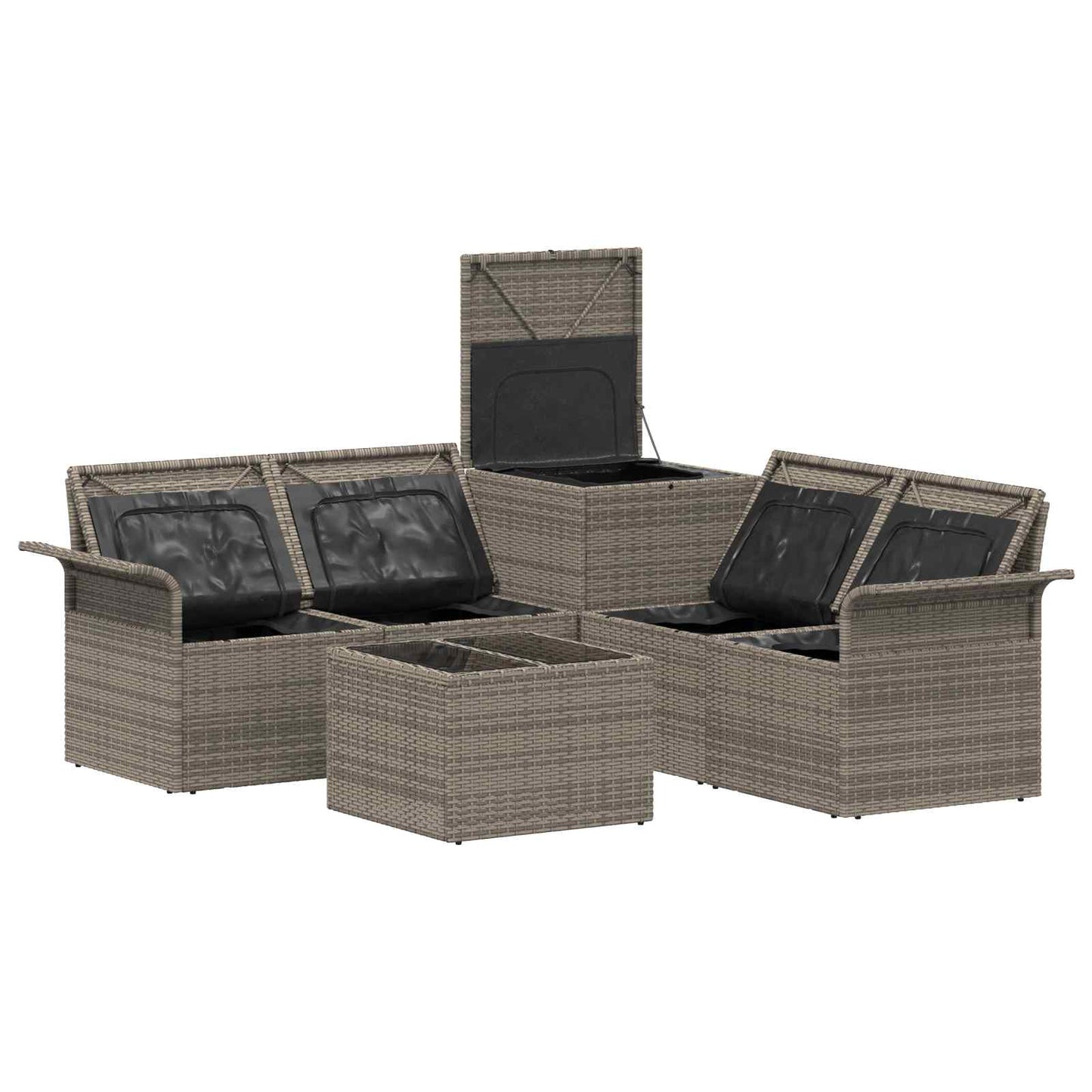 Bankstel 6 pcs 4-Aantal zitplaatsen Grijs en Marineblauw is nu te koop bij PeponiXL, paradijselijk wonen!