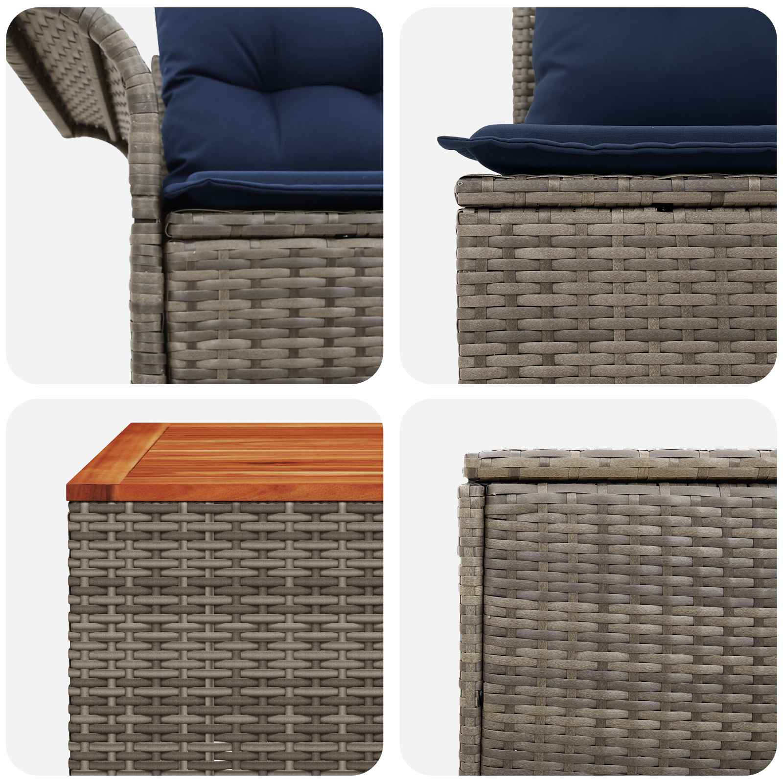 Bankstel 6 pcs 4-Aantal zitplaatsen Grijs en Marineblauw is nu te koop bij PeponiXL, paradijselijk wonen!