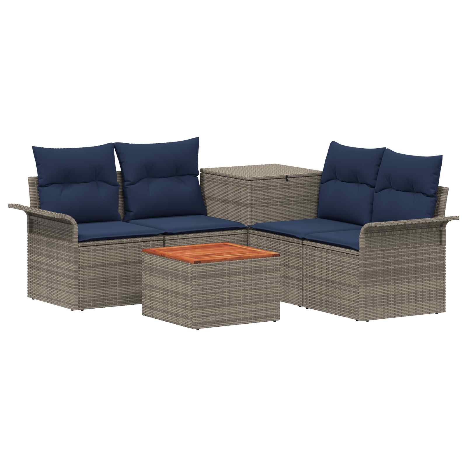 Bankstel 6 pcs 4-Aantal zitplaatsen Grijs en Marineblauw is nu te koop bij PeponiXL, paradijselijk wonen!