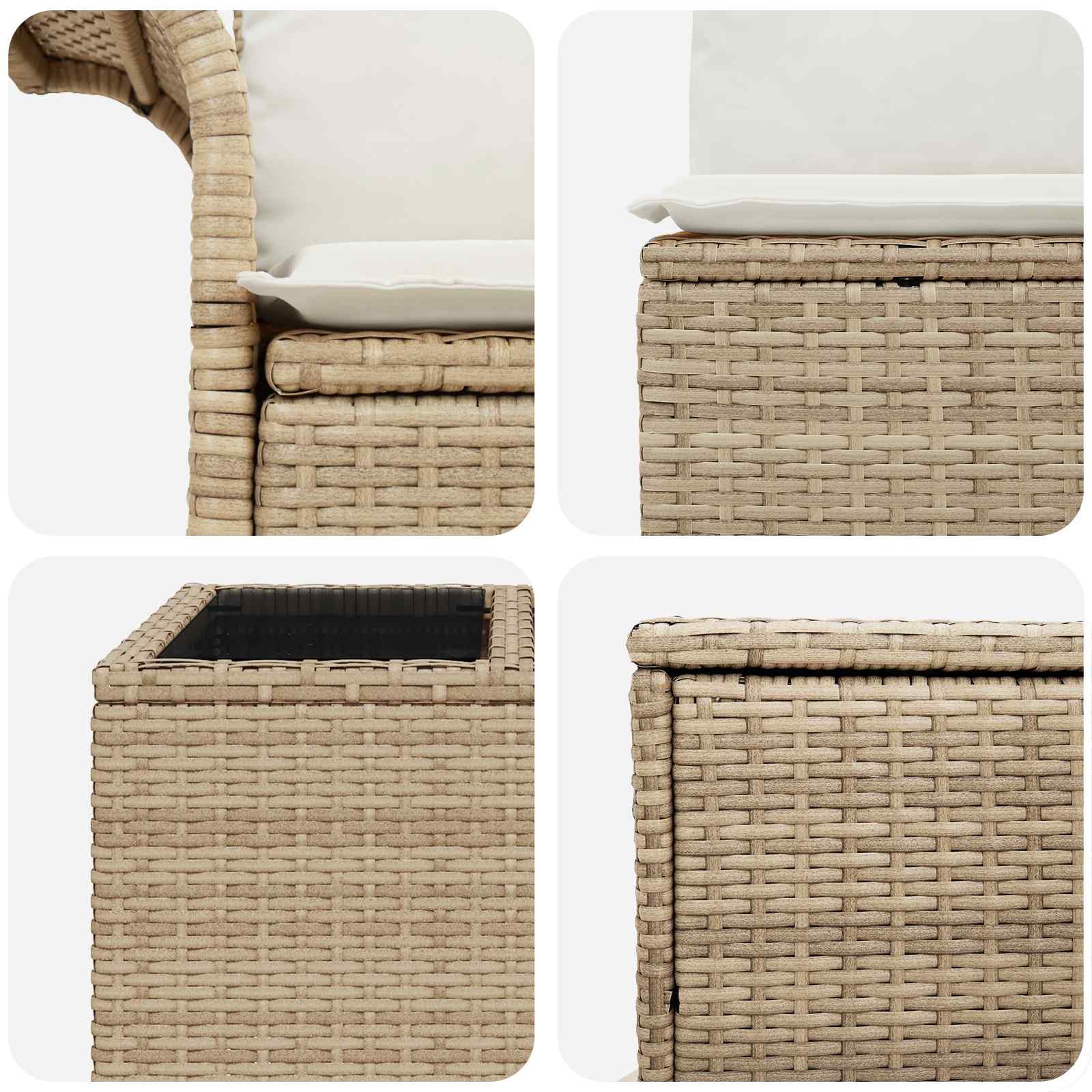 Bankstel 6 pcs 4-Aantal zitplaatsen Beige en Crème Wit is nu te koop bij PeponiXL, paradijselijk wonen!