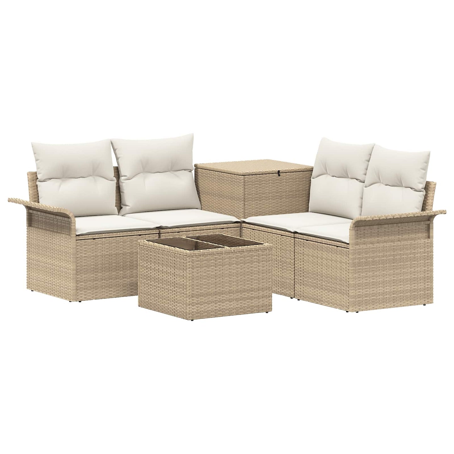 Bankstel 6 pcs 4-Aantal zitplaatsen Beige en Crème Wit is nu te koop bij PeponiXL, paradijselijk wonen!