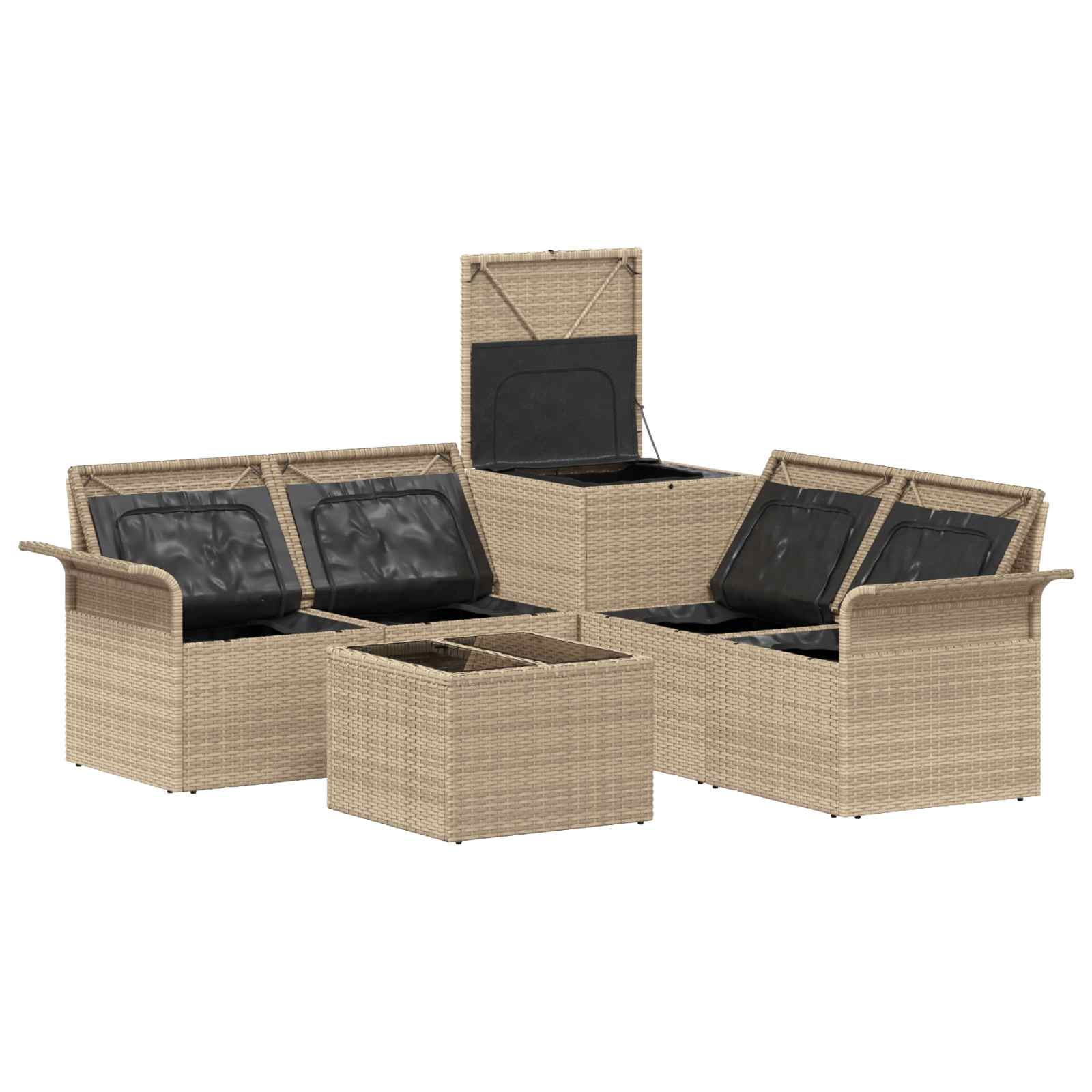 Bankstel 6 pcs 4-Aantal zitplaatsen Beige en Crème Wit is nu te koop bij PeponiXL, paradijselijk wonen!